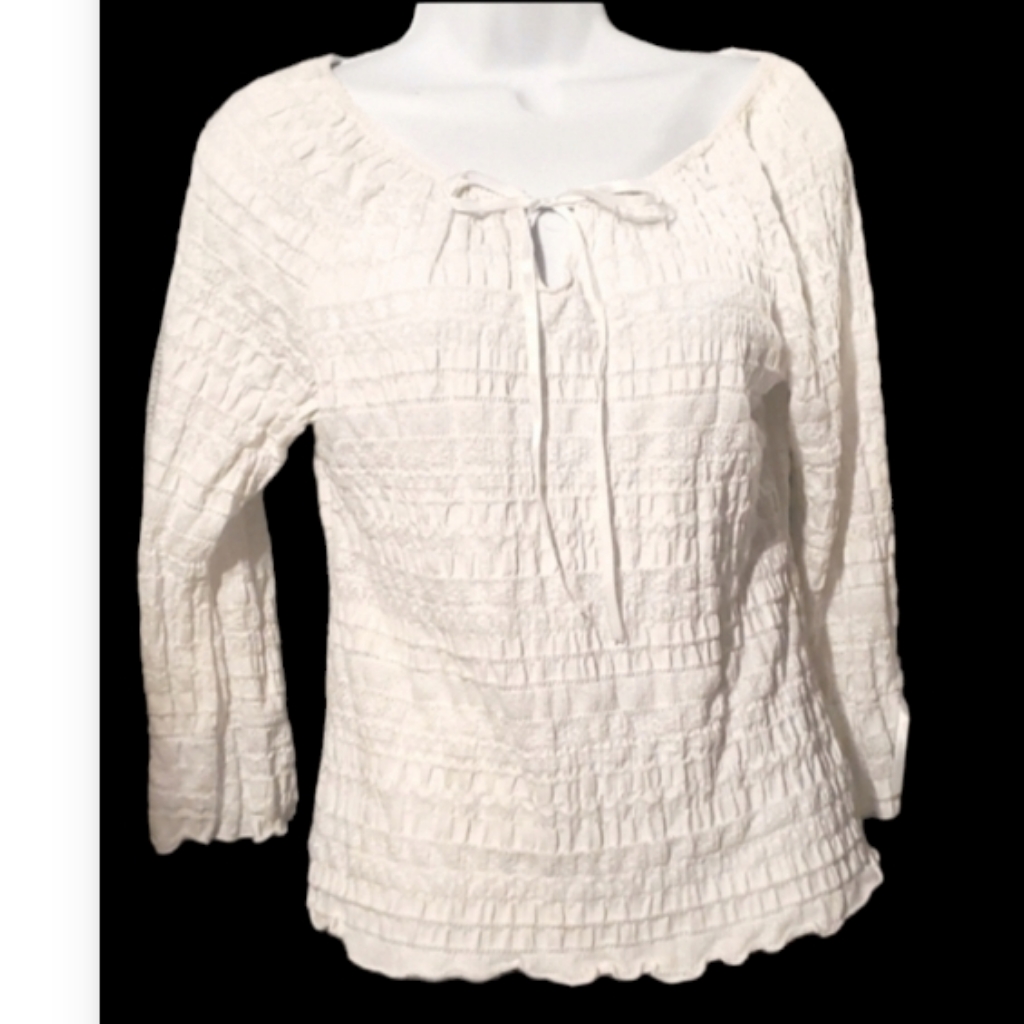 Vintage Jr's Lg Fashion Bug White Flared Sleeved Top